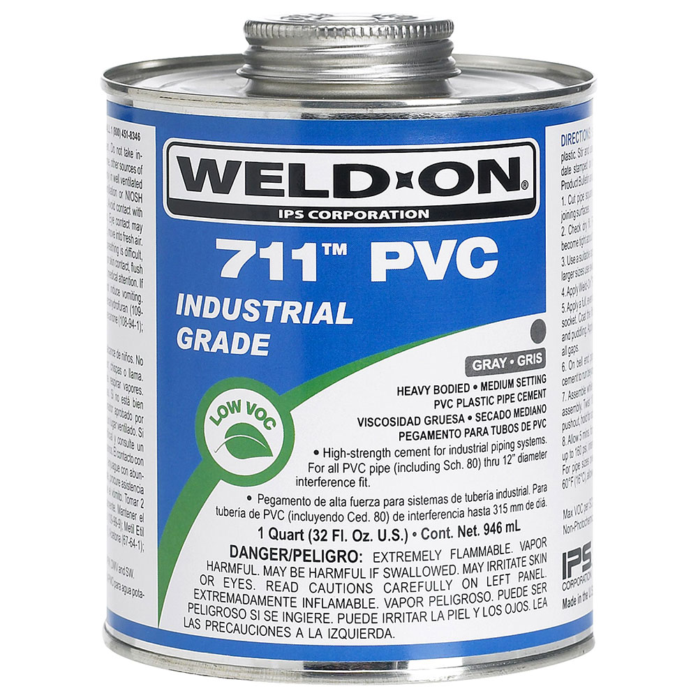 IPS CORPORATION 711 Gray PVC Cement with Brush - 1/2 pint - Ewing