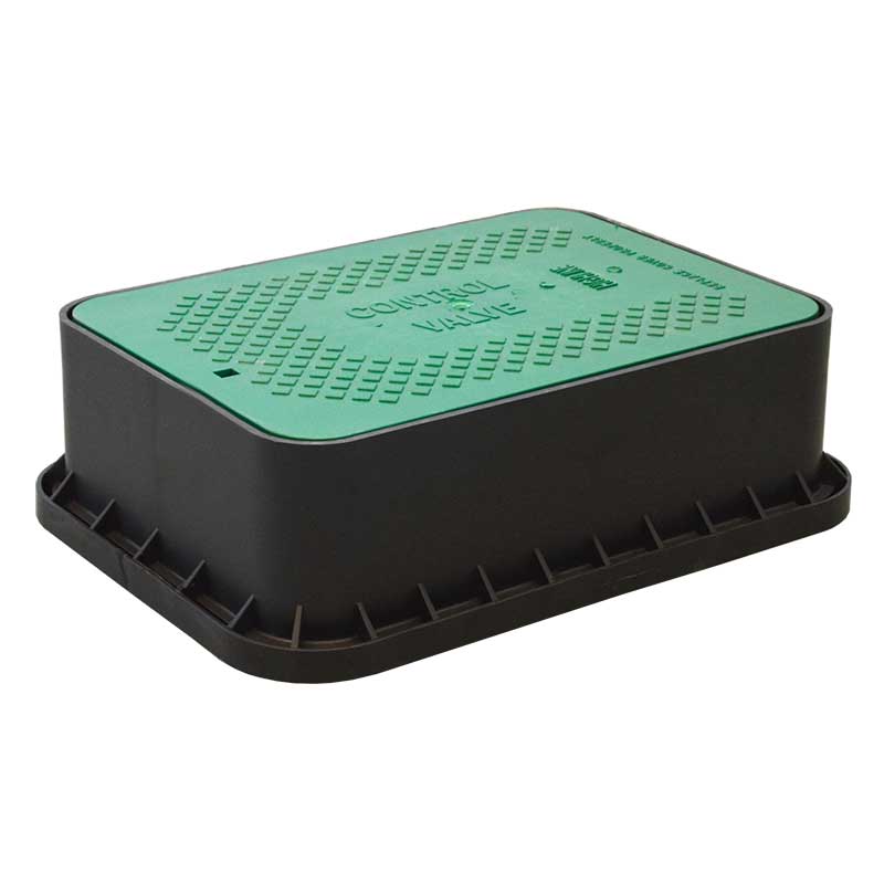 Jumbo 12 in Rectangle Black Valve Box Extension with Green Lid - Ewing