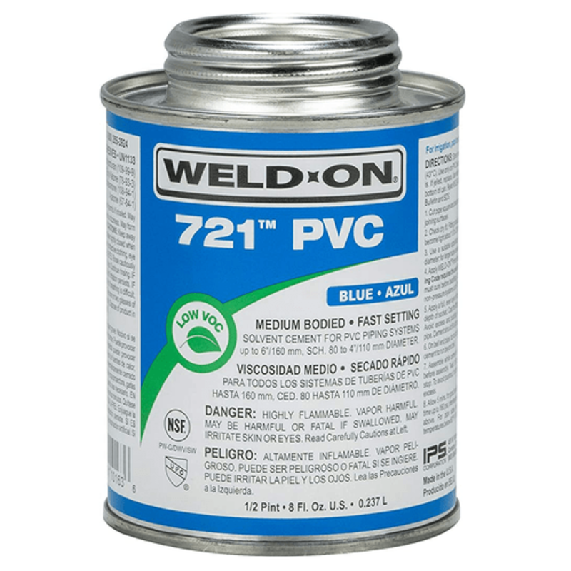 IPS CORPORATION 721 Blue PVC Cement with Brush - 1/2 pint - Ewing